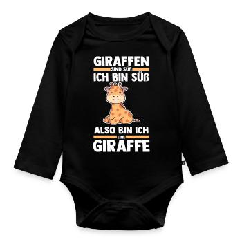 Giraffe Giraffen - Baby Bio-Langarm-Body - Schwarz - Vorne
