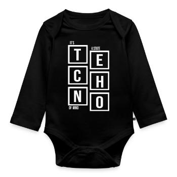 Techno c’est un état d’ citation - Body Bébé bio manches longues - noir - Devant