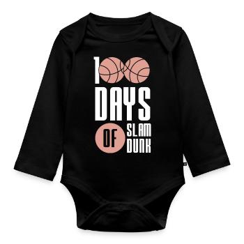 basketball slam dunk - Baby Bio-Langarm-Body - Schwarz - Vorne