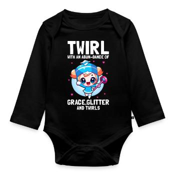Stocktanz Design für Stabtänzerin - Baby Bio-Langarm-Body - Schwarz - Vorne