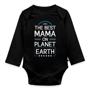 Beste Mama Spruch Mutter Mom - Baby Bio-Langarm-Body - Schwarz - Vorne