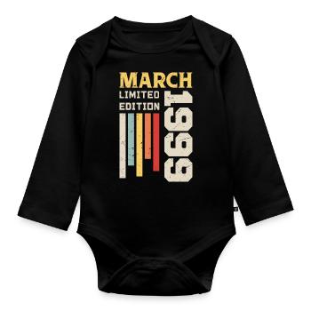 March 1999 - Birthday gift March 1999 March - Organic Longsleeve Baby Bodysuit - black - Front