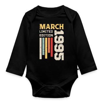 March 1995 - Birthday Gift March 1995 March - Organic Longsleeve Baby Bodysuit - black - Front