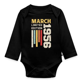 March 1956 - Birthday Gift March 1956 Anniv - Organic Longsleeve Baby Bodysuit - black - Front