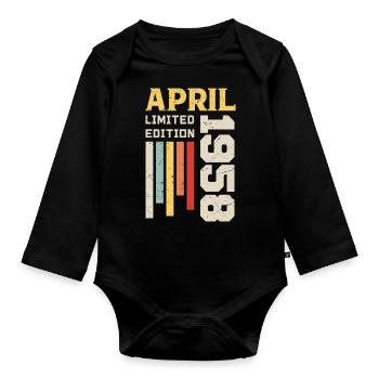 April 1958 - Birthday gift April 1958 April - Organic Longsleeve Baby Bodysuit - black - Front