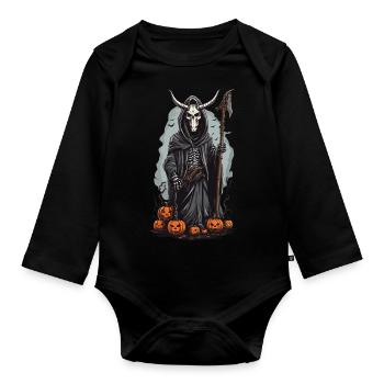 Sensenmann Halloween Dämonischer Druide Design - Baby Bio-Langarm-Body - Schwarz - Vorne