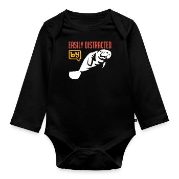 Leicht ablenkbar von Manatees ich liebe Dugongs - Baby Bio-Langarm-Body - Schwarz - Vorne
