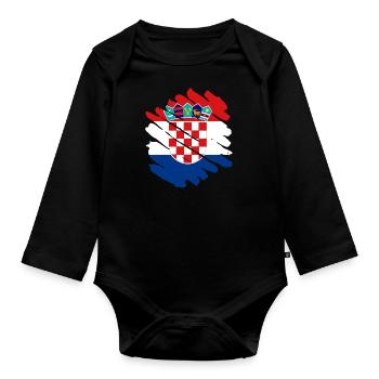 Kroatien Flagge Adria Zagreb Kroatische Fahne - Baby Bio-Langarm-Body - Schwarz - Vorne