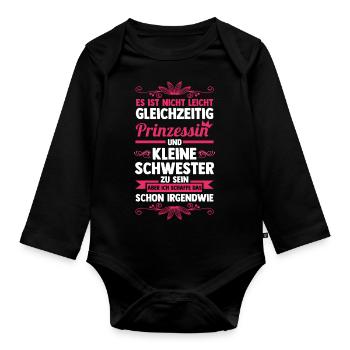Geschwister Schwestern Schwester - Baby Bio-Langarm-Body - Schwarz - Vorne
