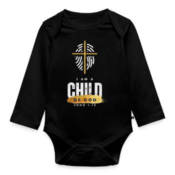Child of God Cross gold - Organic Longsleeve Baby Bodysuit - black - Front