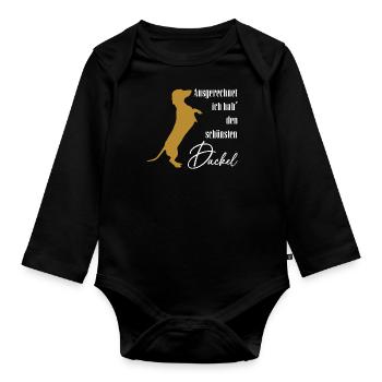 Ich hab den schönsten Dackel. Dackelsilhouette - Baby Bio-Langarm-Body - Schwarz - Vorne