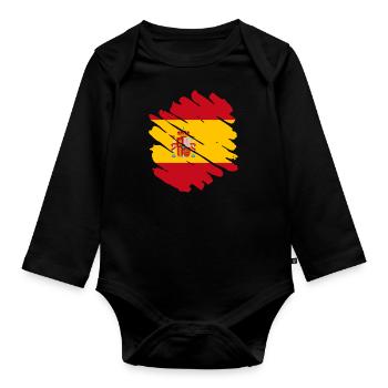 Spain Flag Vintage Spanish Flag Distressed Look - Organic Longsleeve Baby Bodysuit - black - Front