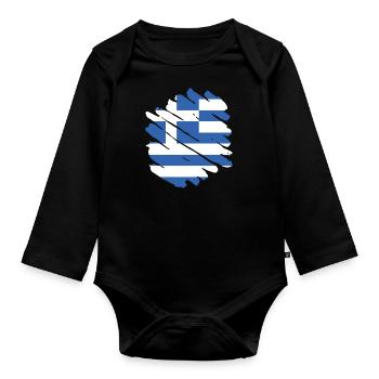 Drapeau de la Grèce Hellas Athènes Drapeau grec - Body Bébé bio manches longues - noir - Devant