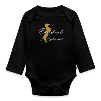 Teckel, quoi d’autre? Silhouette teckel - Body Bébé bio manches longues - noir - Devant