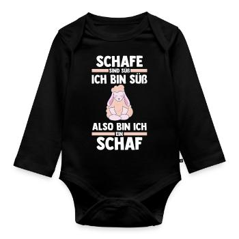 Landwirt Schäfer Bauernhof Schafe - Baby Bio-Langarm-Body - Schwarz - Vorne