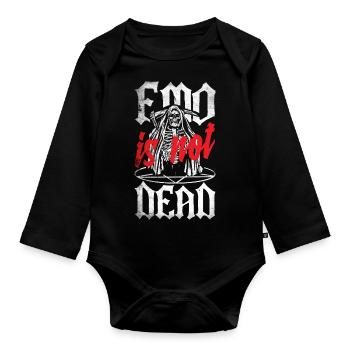 Emoticon Emo Is Not Dead Emocore Aesthetic - Organic Longsleeve Baby Bodysuit - black - Front
