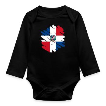 Dominican Republic Flag Dom Rep Flag Travel - Organic Longsleeve Baby Bodysuit - black - Front