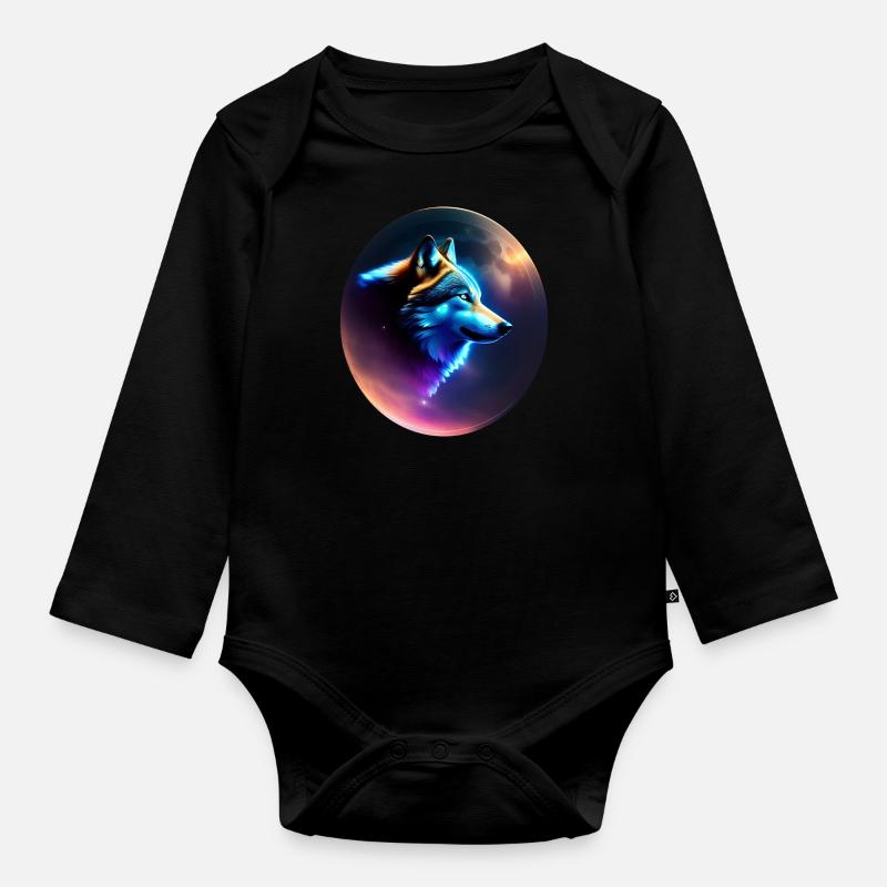 Wolf - Baby Bio-Langarm-Body - Schwarz