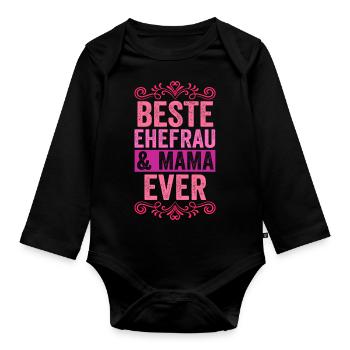 Ehefrau Mutter Mama - Baby Bio-Langarm-Body - Schwarz - Vorne