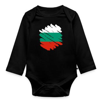 Bulgarien Flagge Bulgarische Fahne Goldstrand - Baby Bio-Langarm-Body - Schwarz - Vorne