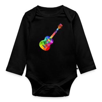 Guitare arc-en-ciel colorée Rainbow Music Guitariste - Body Bébé bio manches longues - noir - Devant
