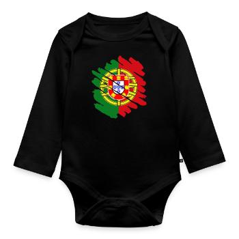 Portugal Drapeau Utilisé Look Drapeau Portugais - Body Bébé bio manches longues - noir - Devant