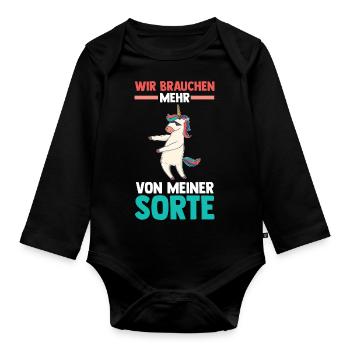 Einhorn Wir brauchen mehr von meiner Sorte - Baby Bio-Langarm-Body - Schwarz - Vorne