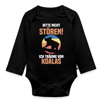 Koalabär Koala - Baby Bio-Langarm-Body - Schwarz - Vorne