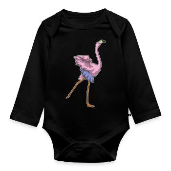 Flamingo Ballerina Ballett - Baby Bio-Langarm-Body - Schwarz - Vorne