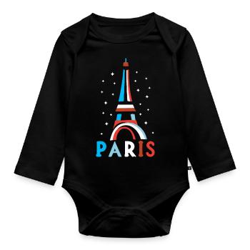 Geschenk Grafikdesign Paris Tour Eiffel Frankreich - Baby Bio-Langarm-Body - Schwarz - Vorne