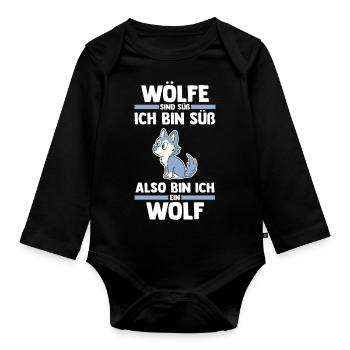 Tier Waldtier Wolf - Baby Bio-Langarm-Body - Schwarz - Vorne