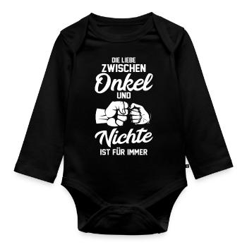 Nichte Patenonkel Onkel - Baby Bio-Langarm-Body - Schwarz - Vorne