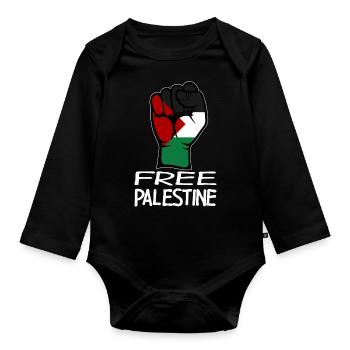 Drapeau de la Palestine libre - Body Bébé bio manches longues - noir - Devant