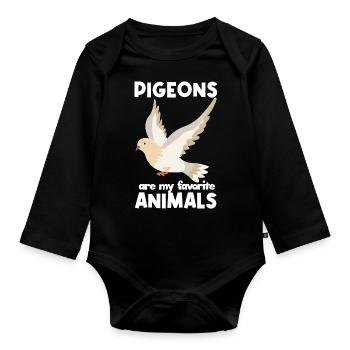 Favorite Animals Pigeon Design for Pigeon Lovers - Organic Longsleeve Baby Bodysuit - black - Front