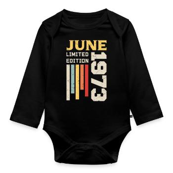 Juni 1973 - Geburtstagsgeschenk Juni 1973 Juni - Baby Bio-Langarm-Body - Schwarz - Vorne