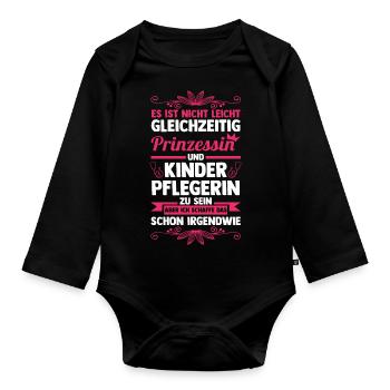 Erzieherin Kindergärtnerin Kinderpflegerin - Baby Bio-Langarm-Body - Schwarz - Vorne