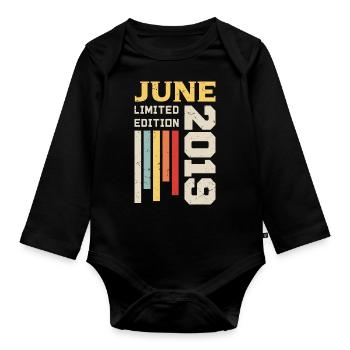 June 2019 - Birthday gift June 2019 June - Organic Longsleeve Baby Bodysuit - black - Front