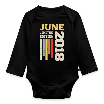 June 2018 - Birthday gift June 2018 June - Organic Longsleeve Baby Bodysuit - black - Front