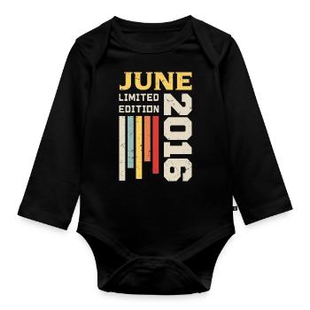 June 2016 - Birthday gift June 2016 June - Organic Longsleeve Baby Bodysuit - black - Front