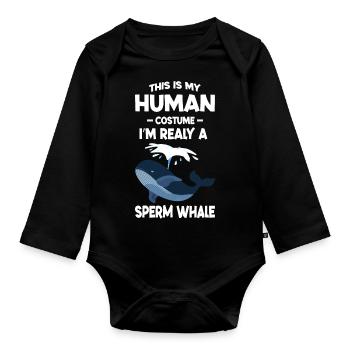 Das ist mein menschliches Kostüm Ich bin wirklich ein Wal lustig - Baby Bio-Langarm-Body - Schwarz - Vorne