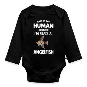 Das ist mein menschliches Kostüm Ich bin wirklich ein Kaiserfisch - Baby Bio-Langarm-Body - Schwarz - Vorne