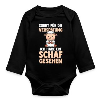 Schaf Schäfer Schäferei Bauer Landwirt Bauernhof S - Baby Bio-Langarm-Body - Schwarz - Vorne