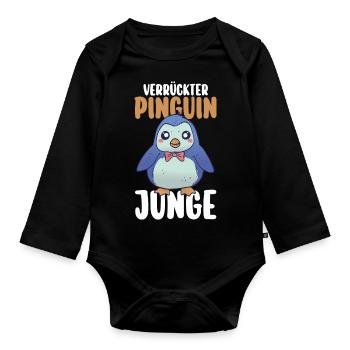 Pinguin - Baby Bio-Langarm-Body - Schwarz - Vorne