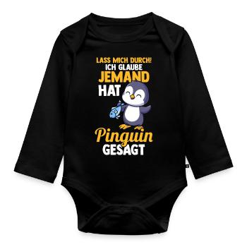 Pinguin - Baby Bio-Langarm-Body - Schwarz - Vorne