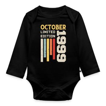 October 1999 - October 1999 Birthday Gift - Organic Longsleeve Baby Bodysuit - black - Front