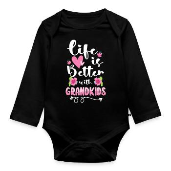 Opa Spaß Liebe - Baby Bio-Langarm-Body - Schwarz - Vorne