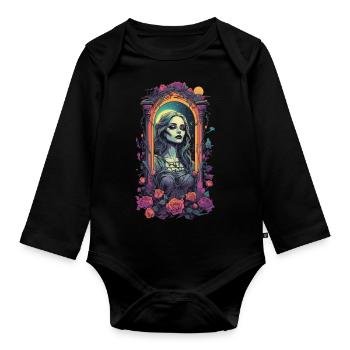 Victorian Gothic Aesthetic Retro Girl - Organic Longsleeve Baby Bodysuit - black - Front