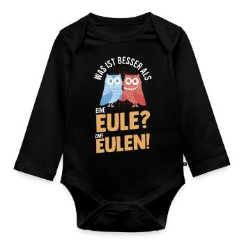 Eulen - Baby Bio-Langarm-Body - Schwarz - Vorne