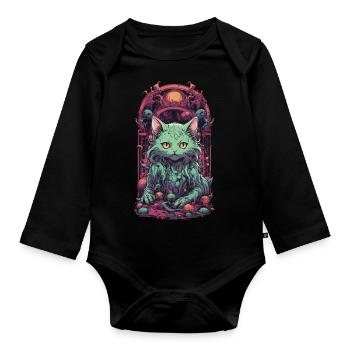 Underworld, Cat, Demon, Guardian, Halloween, Magic - Organic Longsleeve Baby Bodysuit - black - Front