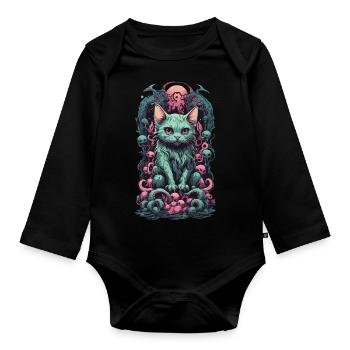Cats Demon Tentacles Underworld Gothic Art - Organic Longsleeve Baby Bodysuit - black - Front